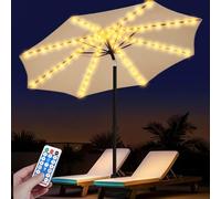 Illuminazione per ombrellone, 104 LED per ombrello, catena luminosa con telecomando, catena di luci per ombrellone da giardino, luce parasol-lighting per la decorazione di ombrelloni da campeggio