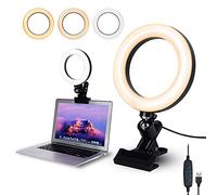 Illuminazione per videoconferenze, luce ad anello da 16 cm con morsetto di supporto, webcam, 3 modalità e 10 livelli dimmerabili, computer portatili, monitor, scrivania, letto, ufficio, trucco