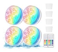 Illuminazione piscina 4 pezzi 13 RGB LED piscina luce subacquea accessori vasca idromassaggio con telecomando, magnete, lampade da piscina IP68 impermeabile luci galleggianti per stagno spa vasca