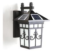 Illuminazione Solare con Paralume in Vetro Trasparente, Applique da Esterno in Alluminio, da per Porta d'ingresso del Garage, Veranda, Nero - Energia Solare (energia Solare Nera)