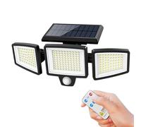 Illuminazione solare con sensore di movimento - di luminosità esterna impermeabile da duemila cinquecento con telecomando, lampada da parete solare a LED a tre teste | Illuminazione
