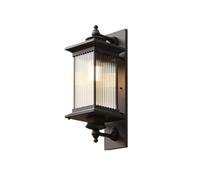 Illuminazione Solare per Esterni con Paralume in Vetro a Strisce, Applique in Metallo di Alluminio, Illuminazione Impermeabile per Porta d'ingresso per casa, Garage, da da Patio, elettricità mun