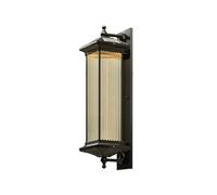 Illuminazione Solare per Esterni con Paralume in Vetro a Strisce, Applique in Metallo di Alluminio, Illuminazione Impermeabile per Porta d'ingresso per casa, Garage, da da Patio, energia Solare