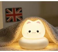 ILLUMYN Lampada da Notte per Bambini, Graziosa Luce Morbida Proteggi Occhi con Gatto, Lampada da Notte con Timer di 30 Minuti, Ricaricabile, Luce Notturna per Bambini, Bambine, Donne, Ragazze, Neonati
