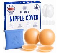 ILLURE® Copricapezzoli - Coppe Silicone da Donna [2 Paia] con Proteggi-capezzoli - Coppe adesive riutilizzabili e Lavabili - Coppe in Silicone di Alta qualità [8 cm Ø]