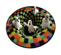 Illusion Rug Non-Slip Halloween - Round Optical Illusion Floor Mat Floor