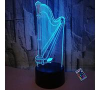 Illusione Ottica 3D Arpa Luce Notturna 16 Colori Mutevoli Telecomando USB Potere Toccare Cambiare Arredamento Lampada LED Lampada da Tavolo Bambini Brithday Natale Regalo