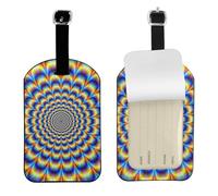 Illusione ottica a spirale Gif,Etichette per bagagli in pelle PU, etichette per bagagli resistenti da viaggio, 2 pezzi