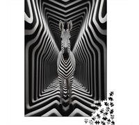 Illusione Ottica Puzzle Regalo 1000 Strisce Zebra Cartone Premium Per Viaggio Visivamente Attraente Serate Tra Amici Facile Da Conservare 70x50cm/1000pcs