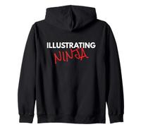 Illustrando Ninja Graphic Designer Art Creator Felpa con Cappuccio