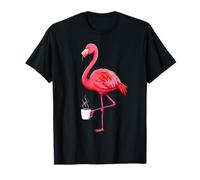 Illustrated Flamingo Coffee Art Vibrant Tropical Bird Graphi Maglietta