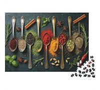 Illustration Art Puzzle 1000 Pezzis Materiale Riciclato Spices in Spoons Puzzle per Adulti Developing Children‘s Intelligence Parent Child Game Activity 52x38cm/1000pcs