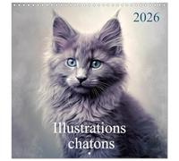 Illustrations Chatons (Calendrier mural carré 2026 30 x 60 cm (ouvert)) Calendrier double avec une page pour vos prises de notes: Laissez-vous ... tout au long de l'année. (CALVENDO Art)