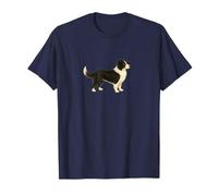 Illustrazione a Righe Rosa Border Collie Carino per Cane Mamma Maglietta