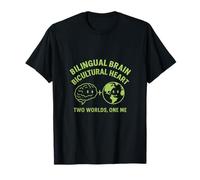 ILLUSTRAZIONE AL NEON DEL CUORE BICOLARE BILINGUALE DEL CERVELLO Maglietta