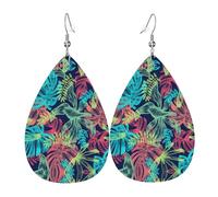 Illustrazione Arte Digitale Foglia Piercing Orecchini A Goccia Set, Moda Orecchini In Pelle Penzolare Cerchio Per Le Donne Compleanno Festa