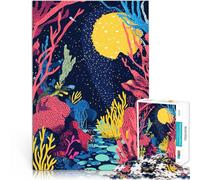 Illustrazione artistica astratta minimalista di notte sulla barriera corallina Puzzle da 1000 pezzi per adulti Gioco di famiglia per e Lista dei desideri con Babbo Natale 38x26cm