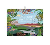 Illustrazione artistica di sfondo con paesaggio le, colline, strada e tappetino per asciugare i piatti nero artistico, tappetino per asciugare i piatti per la casa, GIF piccolo 16 x 18 pollici