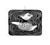 Illustrazione artistica vintage disegnata a mano, cartomante con grande tappetino per asciugare i piatti, tappetino da cucina bianco antiscivolo, grande 18 x 24 pollici