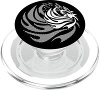 Illustrazione astratta della creatura mistica della spirale del drago di fuoco PopSockets PopGrip per MagSafe