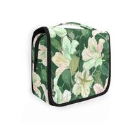 Illustrazione Azalea Borsa per il trucco verde scuro con scomparti con gancio per appendere Borsa cosmetica leggera per trucco verticale autoportante