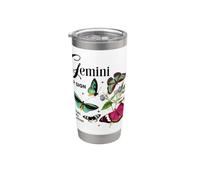 Illustrazione botanica della farfalla dello zodiaco dei Gemelli Bicchiere termico in acciaio inox doppia parete