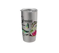 Illustrazione botanica della farfalla dello zodiaco dei Gemelli Bicchiere termico in acciaio inox doppia parete