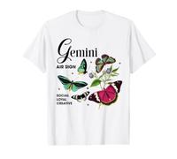 Illustrazione Botanica della Farfalla dello Zodiaco dei Gemelli Maglietta con Stampa Grafica Economica