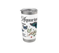 Illustrazione botanica della farfalla dello zodiaco dell'Acquario Bicchiere termico in acciaio inox doppia parete