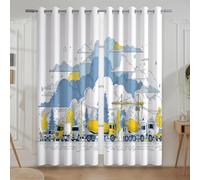 Illustrazione Camion gru camion miscelatore Tende Per Sala Da Pranzo - Privacy Tende con Occhielli, Giallo, 168L x 183A cm (2 Pannelli) 66"x72"