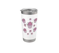 Illustrazione carina del deserto di cupcake e rose rosa Bicchiere termico in acciaio inox doppia parete