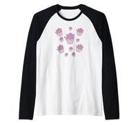 Illustrazione Carina del Deserto di Cupcake e Rose Rosa Maglia con Maniche Raglan