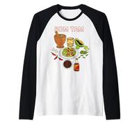 Illustrazione Colorata di Som Tam per Amanti della Cucina Maglia con Maniche Raglan
