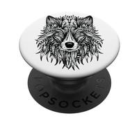 Illustrazione Complessa di Volpe per Amanti della Natura PopSockets PopGrip Adesivo