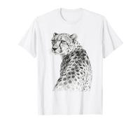 Illustrazione d'Arte della Fauna Selvatica del Ghepardo Monocromatico Maglietta