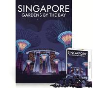 Illustrazione dei Giardini di Singapore sulla Baia, puzzle da 1000 pezzi per adolescenti, sfida per la mente, giocattolo per attività domestiche, ritaglio chiaro, regalo affettuoso 38x52cm