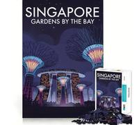 Illustrazione dei Giardini di Singapore sulla Baia, puzzle da 1000 pezzi per adolescenti, sfida per la mente, giocattolo per attività domestiche, ritaglio chiaro, regalo affettuoso 38x52cm