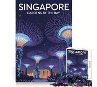 Illustrazione dei Giardini di Singapore sulla Baia - Puzzle per adulti da 1000 pezzi - Gioco per l'esercizio mentale - Rilassamento - Design - Assemblaggio - Regalo di Babbo Natale 38x52cm