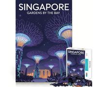 Illustrazione dei Giardini di Singapore sulla Baia - Puzzle per adulti da 1000 pezzi - Gioco per l'esercizio mentale - Rilassamento - Design - Assemblaggio - Regalo di Babbo Natale 38x52cm