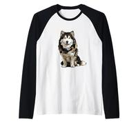 Illustrazione del Cane di Alaskan Malamute Maglia con Maniche Raglan