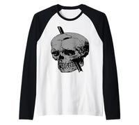 Illustrazione del Cranio con Il Grigio di Vettore del Ferro di Tamp Maglia con Maniche Raglan