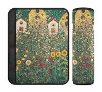 Illustrazione del giardino di fiori di primavera classica, confezione di 2 custodie per cinture di sicurezza, carino sollievo dallo stress sul collo e sulle spalle per accessori auto per carrello