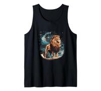 Illustrazione del Leone Maestoso in Arte Cosmica Canotta