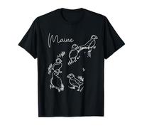 Illustrazione del Maine Puffin Souvenir Art Coastal Wildlife Bird Maglietta