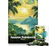 Illustrazione del paesaggio della foresta pluviale amazzonica brasiliana - Puzzle da 1000 pezzi - Memory Train - Divertente superficie liscia e priva di sbavature - Sfida divertente per
