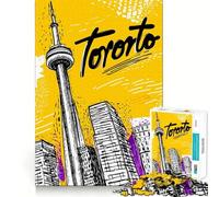 Illustrazione del paesaggio urbano di Toronto - Adolescenti - Puzzle da 1000 pezzi - Gioco di logica stimolante - Divertimento e svago - Bordo trasparente - Oggetto da collezione 38x52cm