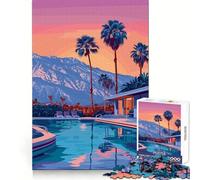 Illustrazione del paradiso a bordo piscina di Palm Springs - Puzzle da 1000 pezzi per adulti - Migliora la memoria - Divertimento da fare insieme - Bordo preciso - Regalo stagionale (38x52cm)