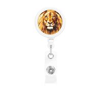 Illustrazione del porta badge retrattile del re leone, porta badge con clip identificativa a coccodrillo