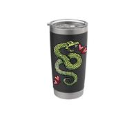 Illustrazione del serpente che colpisce il tatuaggio del serpente che sibila verde Bicchiere termico in acciaio inox doppia parete