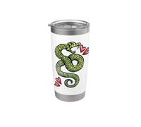 Illustrazione del serpente che colpisce il tatuaggio del serpente che sibila verde Bicchiere termico in acciaio inox doppia parete